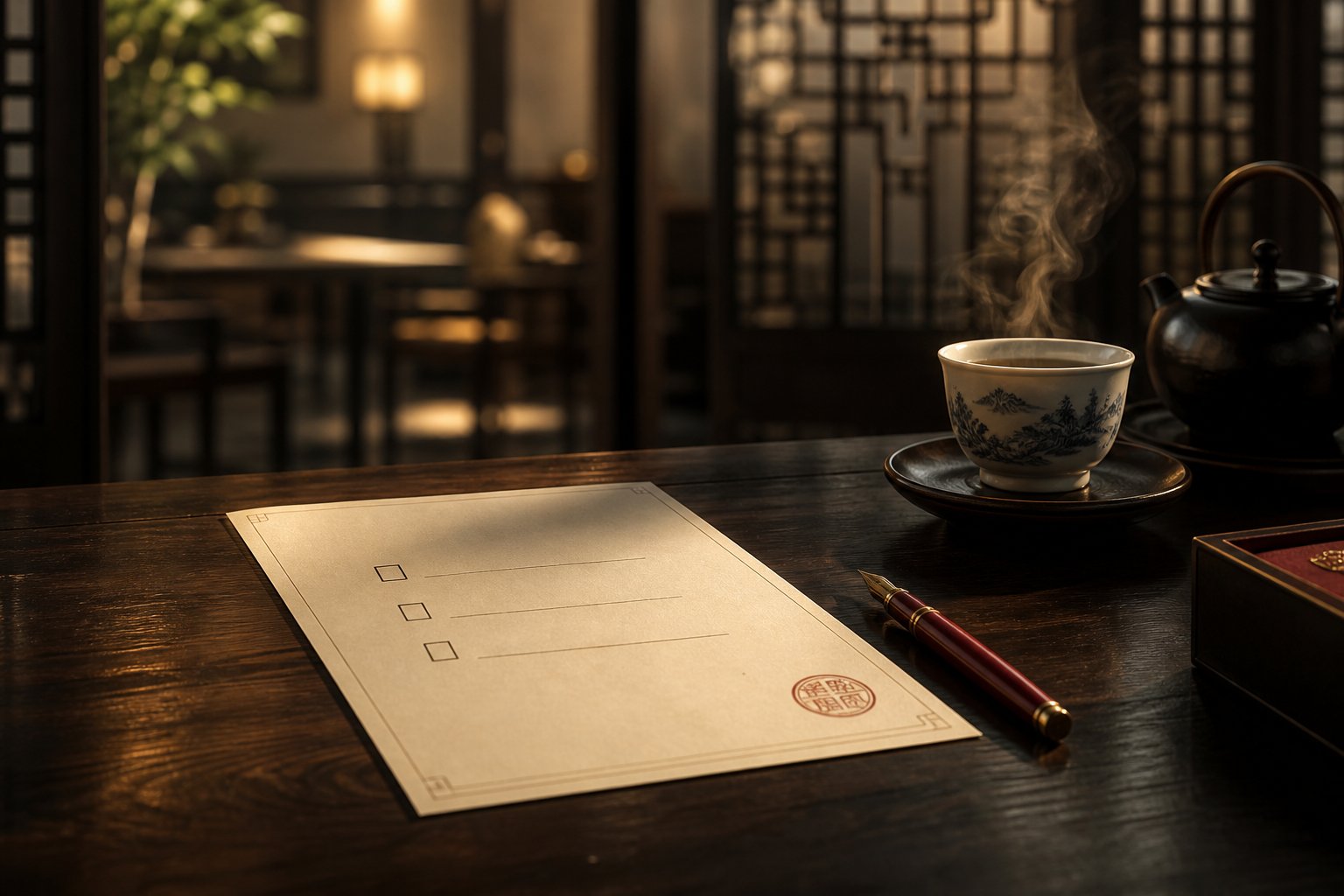 茶席上一页今日经营纸与红笔